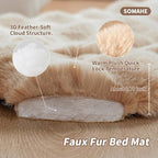 Plush Cat Beds for Indoor Cats Faux Fur Pet Mat with Non-Slip Bottom Cozy Kitten Bed for Carriers/Couch/Floor/Dog & Puppy Friendly 23 x 15 Inch Medium Coffee