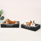 EHEYCIGA Memory Foam Dog Bed for Large Sized, Orthopedic Dog Sofa with Sides and Waterproof Liner, Washable Bolster Pet Couch with Removable Cover, 41x27x7.5 Inch, Grey/Black