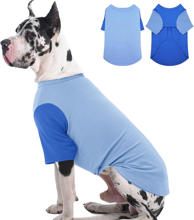 IKUPUKO 2 Pack Dog T-Shirts for Extra Large Dogs Soft Breathable Cotton Shirt Shedding Control Clothes for Great Dane, Summer Hot Weather Walking, Seaside, Park Play, XXXXXL