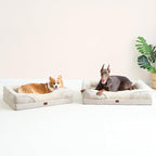EHEYCIGA Memory Foam XL Dog Bed for XLarge Sized, Extra Large Orthopedic Dog Sofa with Sides and Waterproof Liner, Washable Bolster Pet Couch with Removable Cover, 48x35x7.5 Inch, Beige