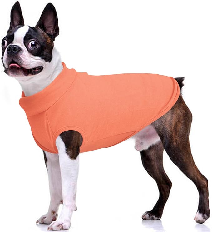 FUAMEY Dog Fleece Vest for Large Dogs,Warm Stretchy Dog Sweatshirts Pullover with Leash Hole Dogs Sweater Soft Pet Turtleneck Cozy Pet Vest Lightweight Sleeveless Orange XXL