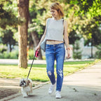 Retractable Dog Leash for Medium - Small Dogs and Cats - 16.5FT Tangle Free, Heavy Duty Walking Leash with Anti Slip Handle, Pause and Lock Strong Nylon Tape