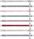 Personalized Breakaway Cat Collars - Magnetic Buckle, Bell - Safety Quick Release, Customized for Girls & Boys Cats- (Houndstooth-Burgundy)