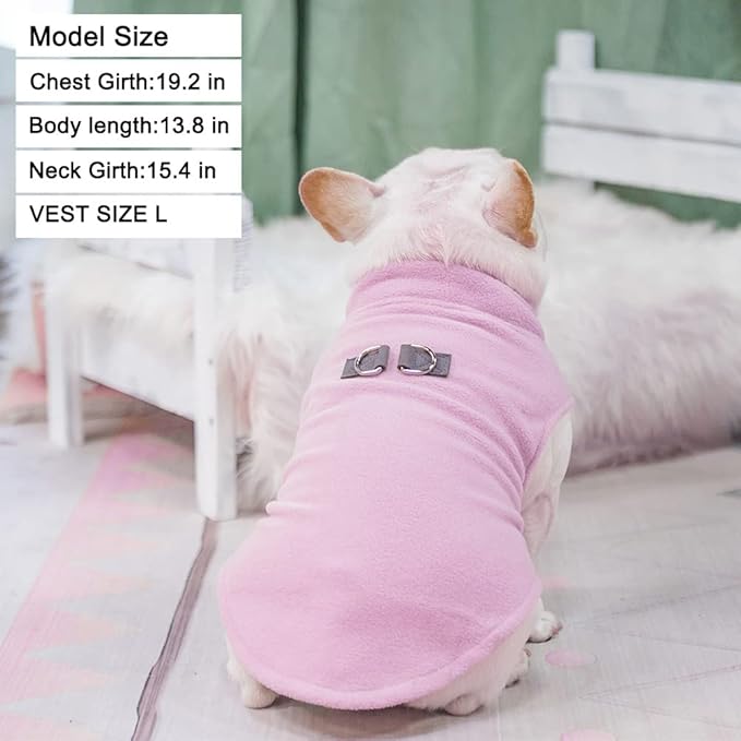 BEAUTYZOO Dog Fleece Vest Sweater Winter Jacket for Small and Medium Dogs with D-Ring Leash Cold Weather Coat Hoodie for XS S M Dogs Boy or Girls, Large