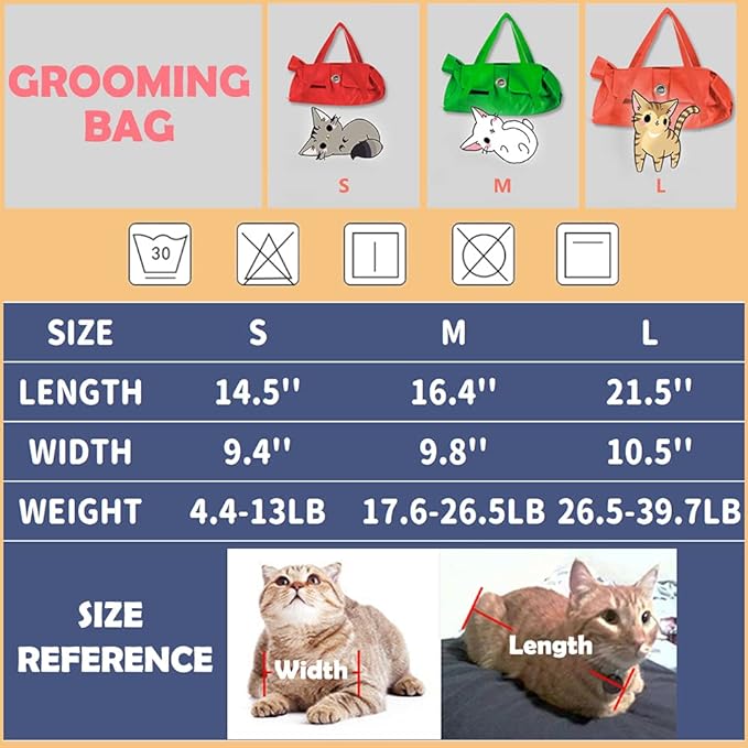 Kukaster Pet Cat’s Restraint Bag for Claw Care Nail Trimming Anti-Scratching Grooming Bag for Cats Medical Examination(Orange-m)
