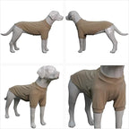 Lovelonglong Ribbed Dog T-Shirt Cotton Knitted Dog Sweaters for All Season Pet T-Shirts for Large Medium Small Dogs Beige XS