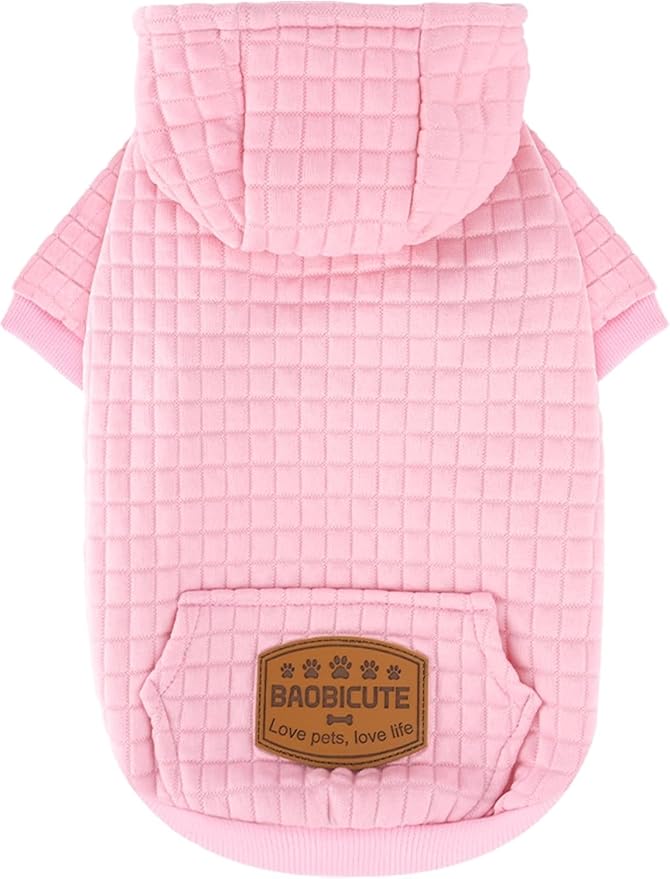 2 Pack Dog Hoodie Sweaters for Small Medium Dogs Warm Dog Clothes for Large Dogs Soft Waffle-Like Laminated Sweatshirt Bulldog (Pink, XL (Back: 23.5",Chest: 32.5", Neck: 21"))