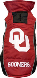 Pets First Collegiate Oklahoma Sooners Puffer Vest for Dogs & Cats. Size Large. Warm, Cozy, and Waterproof Dog Coat, for Small and Large Dogs/Cats.