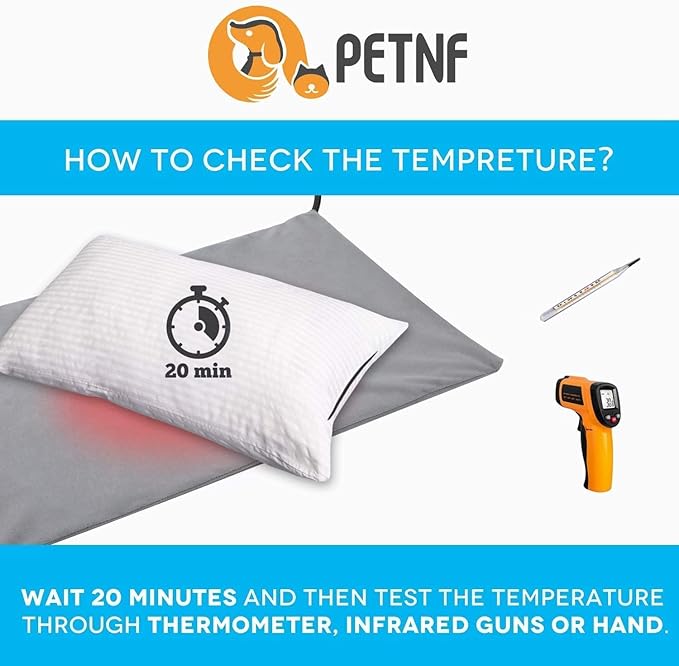 PETNF Pet Heating Pad Temperature Adjustment Anti-bite Puppy with Timer Cat Dog Heating Pad Indoor Waterproof Pet Warming Electric Heated Bed Mat Dog