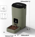 PAPIFEED Automatic Cat Feeder Upgrade, Smart Cat Feeder 6L - APP/Alexa Control, Dual Power Supply, Anti-chewing Cord, Stainless Steel Bowl, Anti-chewing Design for Cats and Small/Medium Dogs (Greener)
