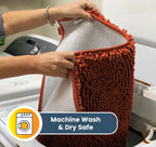 Muddy Mat® AS-SEEN-ON-TV Highly Absorbent Microfiber Dog Door Mat and Pet Rug, Non Slip Thick Washable Area and Bath Mat Soft Chenille for Kitchen Bathroom Bedroom and Indoor - Orange XL 35" x 60"