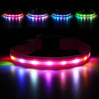 LED Dog Collar, Light Up Dog Collar, USB Rechargeable - Brightest Dog Lights for Night Walking, 6 Light Modes, Adjustable for Dog Safety(Medium, Candy Pink)