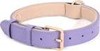 WHIPPY Leather Dog Collar for Small Medium Large Dog Adjustable Soft Breathable Leather Padded Puppy Collar with Alloy Buckle Heavy Duty Waterproof Classic Dog Pet Collar,Purple,XS