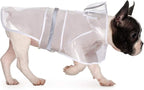 HDE Dog Raincoat Jacket Reflective Adjustable Hooded Pet Poncho Rain Coat with Leash Hole for Small to X-Large Dogs Clear - S