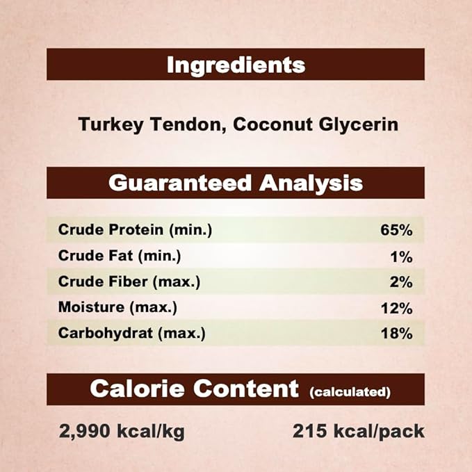 AFreschi Turkey Tendons for Dogs, USA-Sourced, Healthy Dog Treats, Rawhide-Free Puppy Chews, Long Lasting, All Natural, Hypoallergenic Dog Treats for Small Breeds, 6 Count Pack Bone (S)