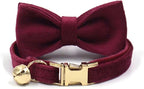 Personalized Cat Collar with Bells,Velvet Customized Small Cat Collar with Name Tag,Pet Collar with Name Phone Number Engraved ID Tags for Boy and Girl Kitten Cats (Wine Red)
