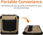 Amazon Basics Dog Crate, Travel Dog Kennel Double Door Collapsible, Lightweight Soft-Sided Folding, Portable Dog Cage, XL 42" x 31" x 31", Tan