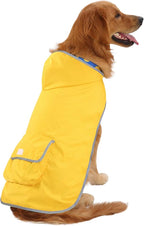 HDE Reversible Dog Raincoat Hooded Slicker Poncho Rain Coat Jacket for Small Medium Large Dogs Ducks Yellow - L