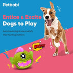 Petbobi Interactive Dog Toys Monster Active Ball for Dogs with Batteries, Self Moving Balls and Plush Cover for Small & Medium Dogs to Chase, Dog Toy Squeaky Crazy Bouncer Ball, Rock Bobby