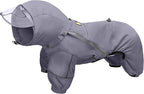 WOOFO Full-Coverage Dog Raincoat, Lightweight, Comfortable, Adjustable & Easy to Wear Dog Rain Jacket, Detachable Cap, Reflective Strip (Grey, LS)