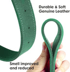 Didog Genuine Leather Dog Collars with Engraved Nameplate, Personalized Soft Leather Dog Collar with Custom ID Tag, Brown/Green/Red for Medium Large Dogs (XXL,Green)