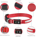 MASBRILL LED Dog Collar,Light Up Dog Collars Rechargeable Waterproof Night Walking Glow Dog Collar for Small Medium Large Dogs