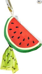 Convenient Dog Poop Bag Holder Leash Attachment with Zipper Case for Potty Bags - Trash Bag Carrier Accessory Dispenser for Poo Bags,Watermelon,Medium