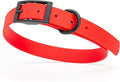 Dogline Biothane Waterproof Dog Collar Strong Coated Nylon Webbing with Black Hardware Odor- Proof for Easy Care Easy to Clean High Performance Fits Small Medium or Large Dogs, Cherry Red