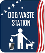 Dispense-Art™ Collection Stars and Stripes - Custom UV Printed Design on Rust-Proof Aluminum Starter Dog Waste Station/roll Bag System - Includes 400 Dog Waste Bags & 10x12 Sign