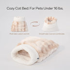 4 in 1 Cat Sleeping Bag 360° Wrap Cat Bed Plush & Warm Winter Sleeping Bag for Small Pets (Up to 15 lbs) Beige 21 × 17 Inch