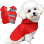 Dog Raincoat Small Dog Rain Jacket Poncho Waterproof Pet Rain Suit Double Layer Breathable Lining Hooded Leash Hole Adjustable Puppy Small Medium Dogs,Red,S