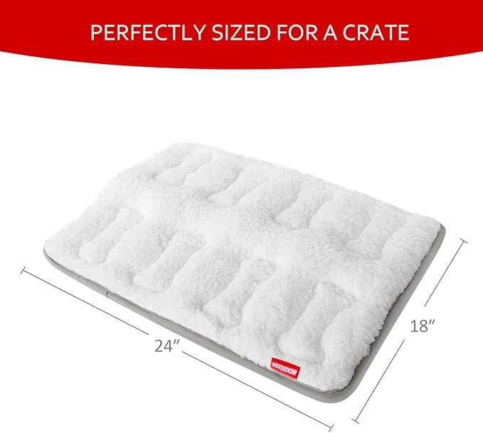 Dog Crate Mat(24" X 18"), Small Dog Bed for Crate, Soft Plush Bed Pad Machine Washable, Sleeping Mat with Anti Slip Bottom