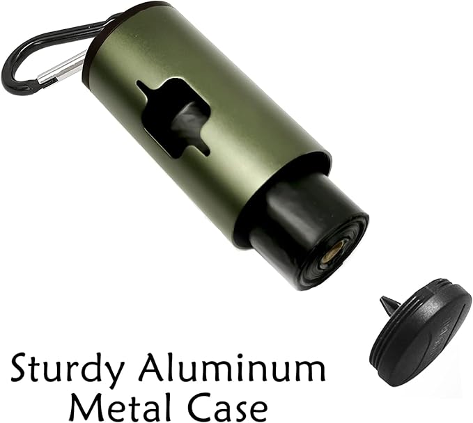 Metal Dog Poop Bag Holder Aluminum Dispenser for Leashes, Hiking & Travel, Lightweight Scratch-Resistant with 3 Attachments and 195 Bags (Olive Green, 1 Holder 15 Bags)