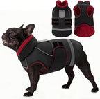 SUNFURA Dog Coats for Medium Dogs, Dog Winter Coat with Fleece Lining for Cold Weather, Warm Dogs Puffer Jacket Reflective Snowsuit with Leash Hole for Jack Russel, Boston Terrier, Black M