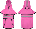 HDE Dog Raincoat Jacket Reflective Adjustable Hooded Pet Poncho Rain Coat with Leash Hole for Small to X-Large Dogs Pink - S