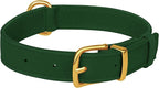Leather Dog Collar - Heavy Duty Adjustable Soft Padded Pet Collars for Small Medium Large Dogs Breed - Black Green Brown Pink Red Blue (Green, XL, 19"-24" Neck Fit)