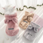 Cat Bunny Ears Costume Cute Dog Kitten Hoodies Sweater Rabbit Ears Puppy Pet Apparel (Large,Pink)