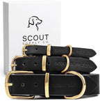 Classic Genuine Leather Dog Collar | Dog Collars for Medium Dogs, Small Dogs, Large Dogs & Extra Large Dog | Wide Dog Collar | Heavy Duty Dog Collar (Black, S: 0.5" Wide for 7.5"-10.5" Neck)