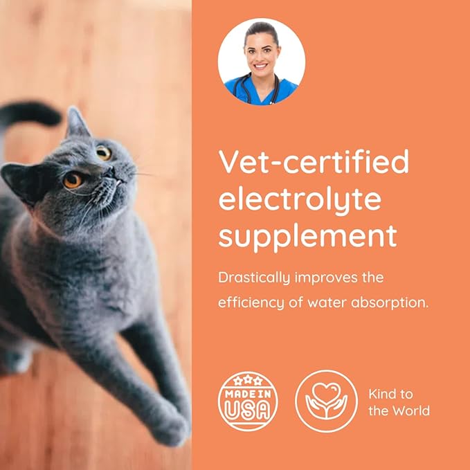 Petralyte Cat Hydration Electrolyte and Cat Joint Supplement | Hydration Support for Cats w/Glucosamine, Chondroitin, L-Glutamine, Taurine, Lysine & Prebiotics | for Tuna Lovers | 16 Packets
