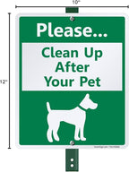 SmartSign Please Clean Up After Your Dog Sign, Dog Poop Signs for Yard 10 x 12 Inches Aluminum Sign With 3 Feet Stake