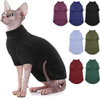 SUNFURA Turtleneck Sweater for Cat, Sphynx Cats Shirt Hairless Cat Sweaters with Sleeves, Warm and Soft Kitten Pullover Fleece Winter Pajamas Jumpsuit for Puppy Cats, Black M
