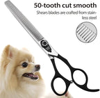 Fenice Peak 7.5'' Dog Thinning Scissors For Grooming 440C Stainless Steel Black Non-Slip Handle Sharp Blades Professional Pet Trimming Scissors for Cats Thinning Rate 35%