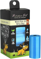 Parisian Pet Ecofriendly Dog Poop Bags Rolls - 160 Count Unscented Poop Bags For Dogs - Leakproof, Extra Thick, 8 Dog Waste Bags Refill Rolls - Striped Blue Doggie Poop Bags - Fits All Dispenser