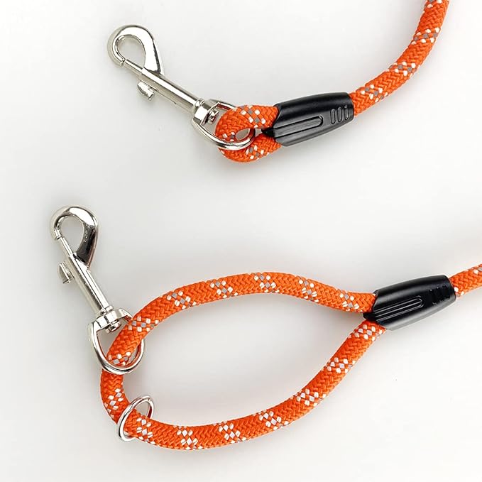 Long Rope Dog Leash for Dog Training 12FT 20FT 30FT 50FT, Reflective Threads Dog Cat Leashes Tie-Out Check Cord Recall Training Agility Lead for Large Medium Small Dogs (Orange, 10mm*30ft)