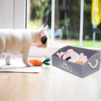 Large Dog Toy Box - Trapezoid Dog Toy Bin with Handles, Collapsible Pet Supplies Storage Basket, Perfect for Organizing Dog Cat Toys and Accessories