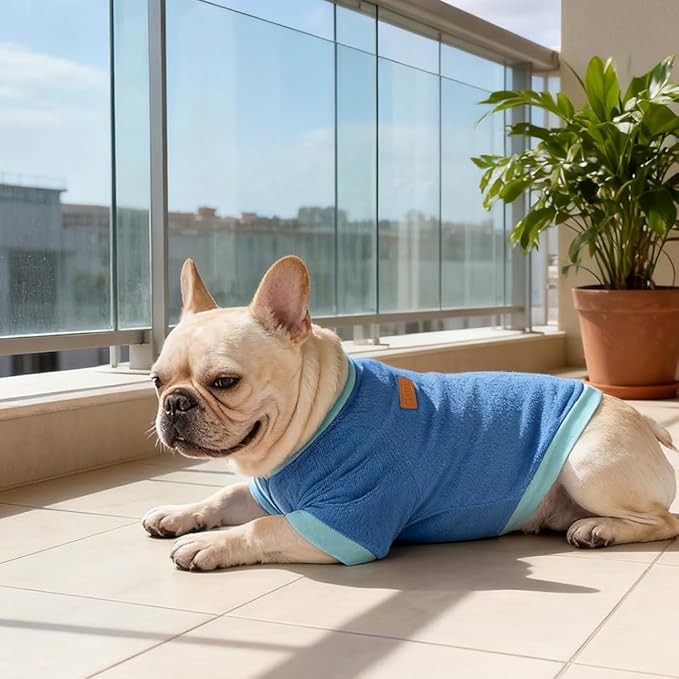 GreenJoy Classic Fleece Dog Sweater – Soft & Warm Stretchy Sweatshirt for Small Dogs & Cats, Cold-Weather Pullover for Everyday Wear (Dark Blue, Medium)