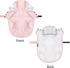 Dog Raincoat Waterproof, Adjustable Reflective Hooded Dog Rain Poncho with Leash Hole for Small Medium Large Dogs (Pink, Medium)