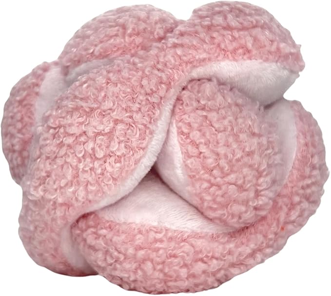 Glory To Dog Pink Snuffle Knot Interactive Dog Toy 4” Puzzle Ball with 8 Squeakers & Crinkle – Treat Hiding Enrichment Toy for Puppy & Small Breed Dogs – Durable Plush Sensory Play & Stimulation