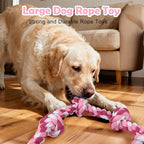 SZEE Dog Rope Toy for Large Dogs, 37 Inch 5 Knots, Large Dog Toys for Aggressive Chewers, Durable & Tough Tug of War Rope, for Teeth Cleaning & Boredom Relief (Pink)