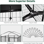 PawGiant Dog Kennel Outdoor, Dog House with Roof Waterproof Cover for Medium to Small Dog Outside 4ft x 4ft x 4.5ft, Pet Enclosures Crate Cage Playpen Run Indoor